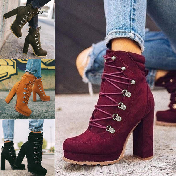 Lace-Up Chunky Heel Martin Boots – Bold & Stylish!