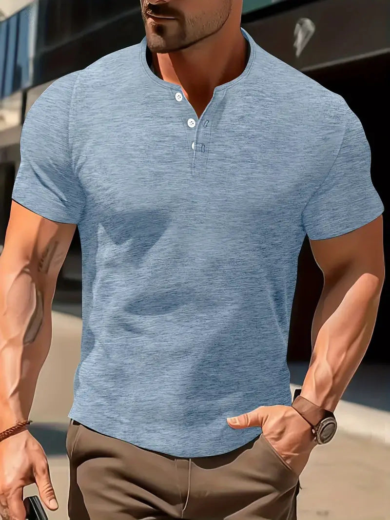 Men's Solid Color Casual Fashion Short Sleeved Shirt