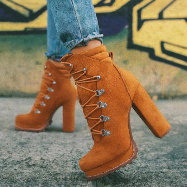 Lace-Up Chunky Heel Martin Boots – Bold & Stylish!