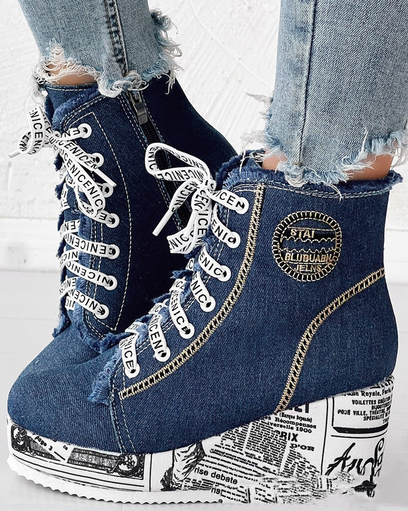 Bold Streetwear Wedge Sneakers – Unique & Eye-Catching