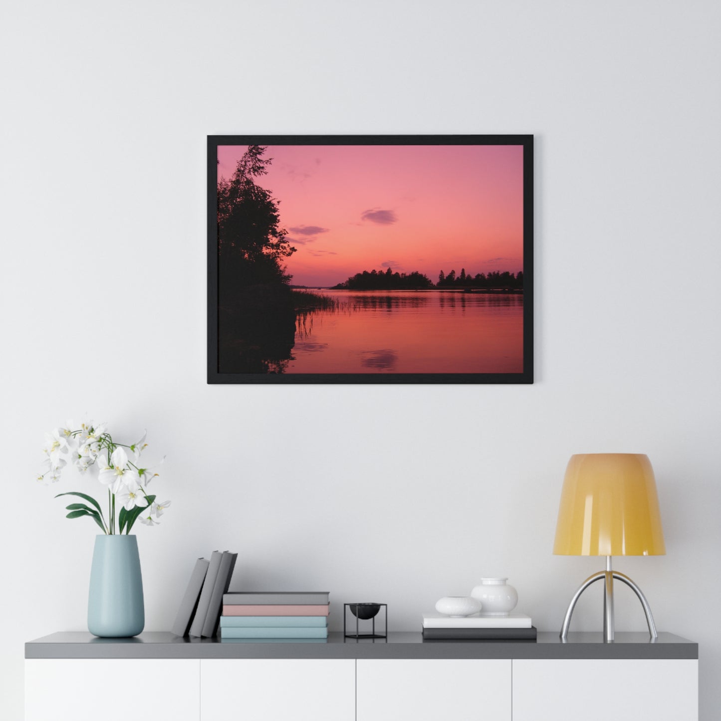 Framed Nature Photography Poster - Pink Sunset