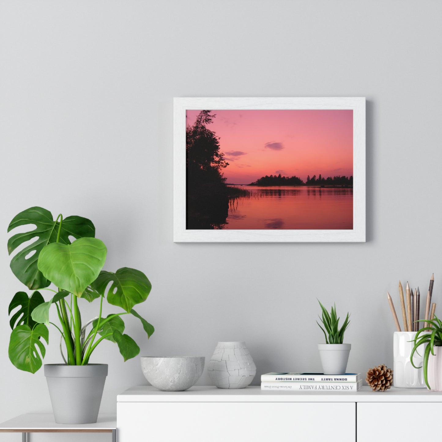 Framed Nature Photography Poster - Pink Sunset