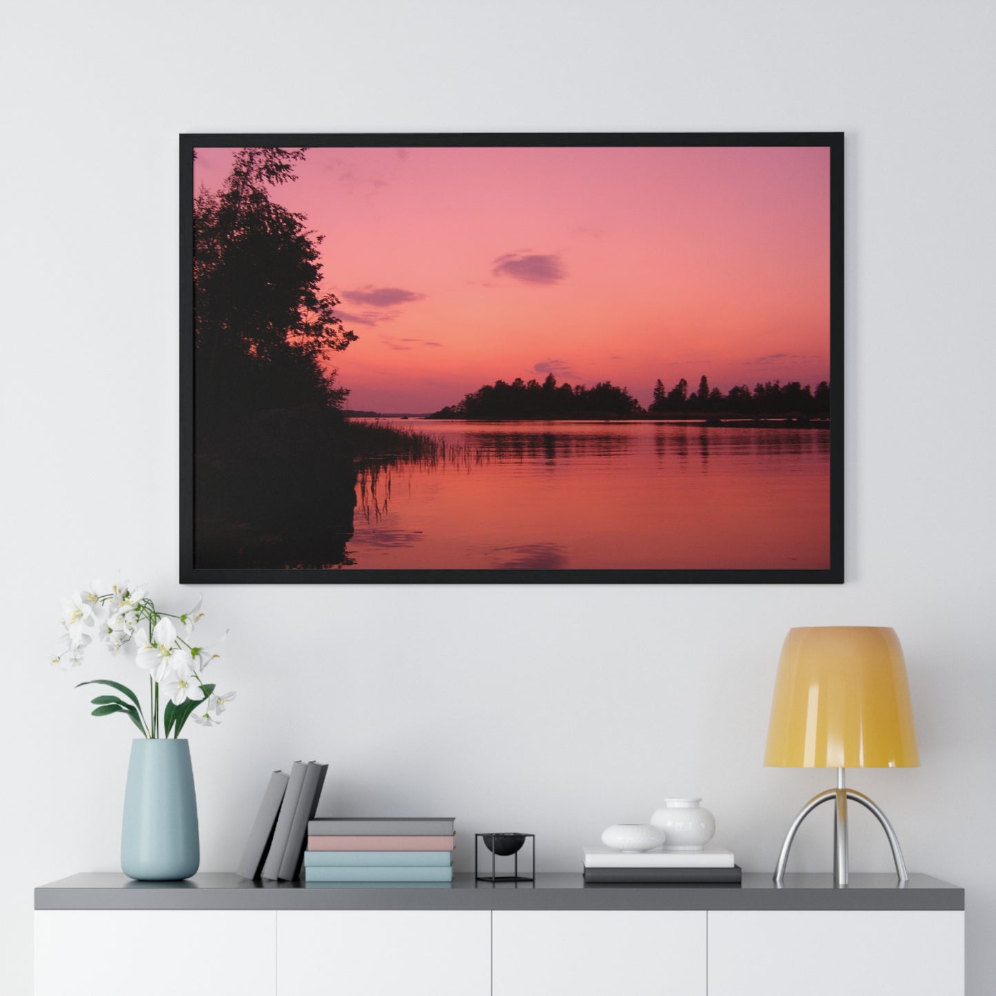 Framed Nature Photography Poster - Pink Sunset