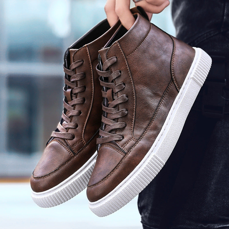 brown high-top men's sneakers