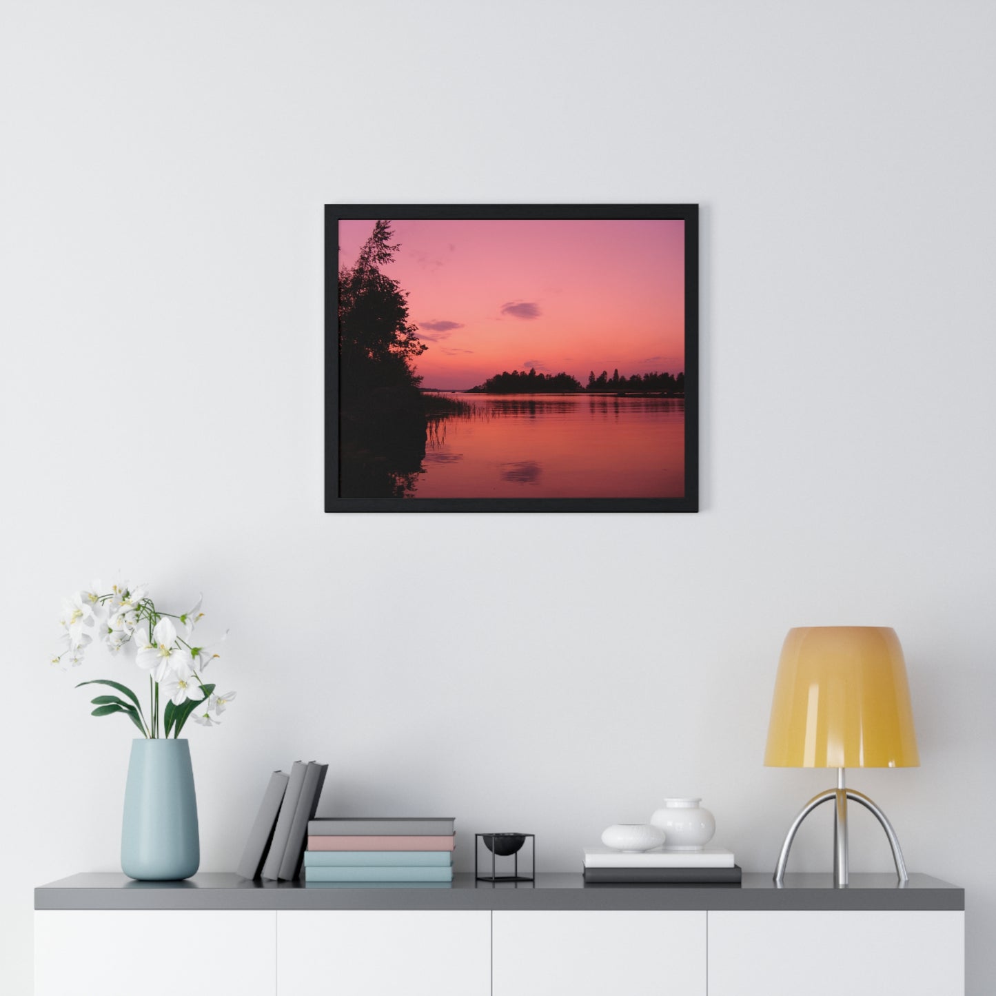 Framed Nature Photography Poster - Pink Sunset