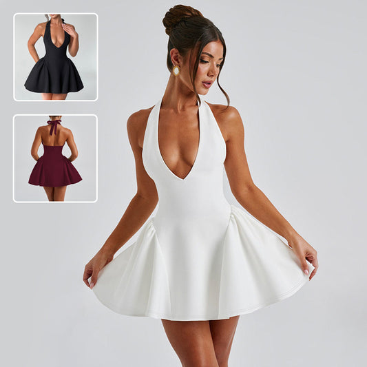 Elegant Halter V-Neck Backless Dress – The Ultimate Party Showstopper