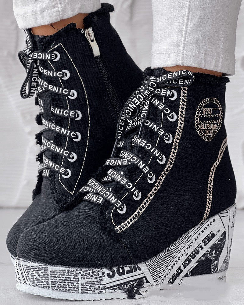 Bold Streetwear Wedge Sneakers – Unique & Eye-Catching