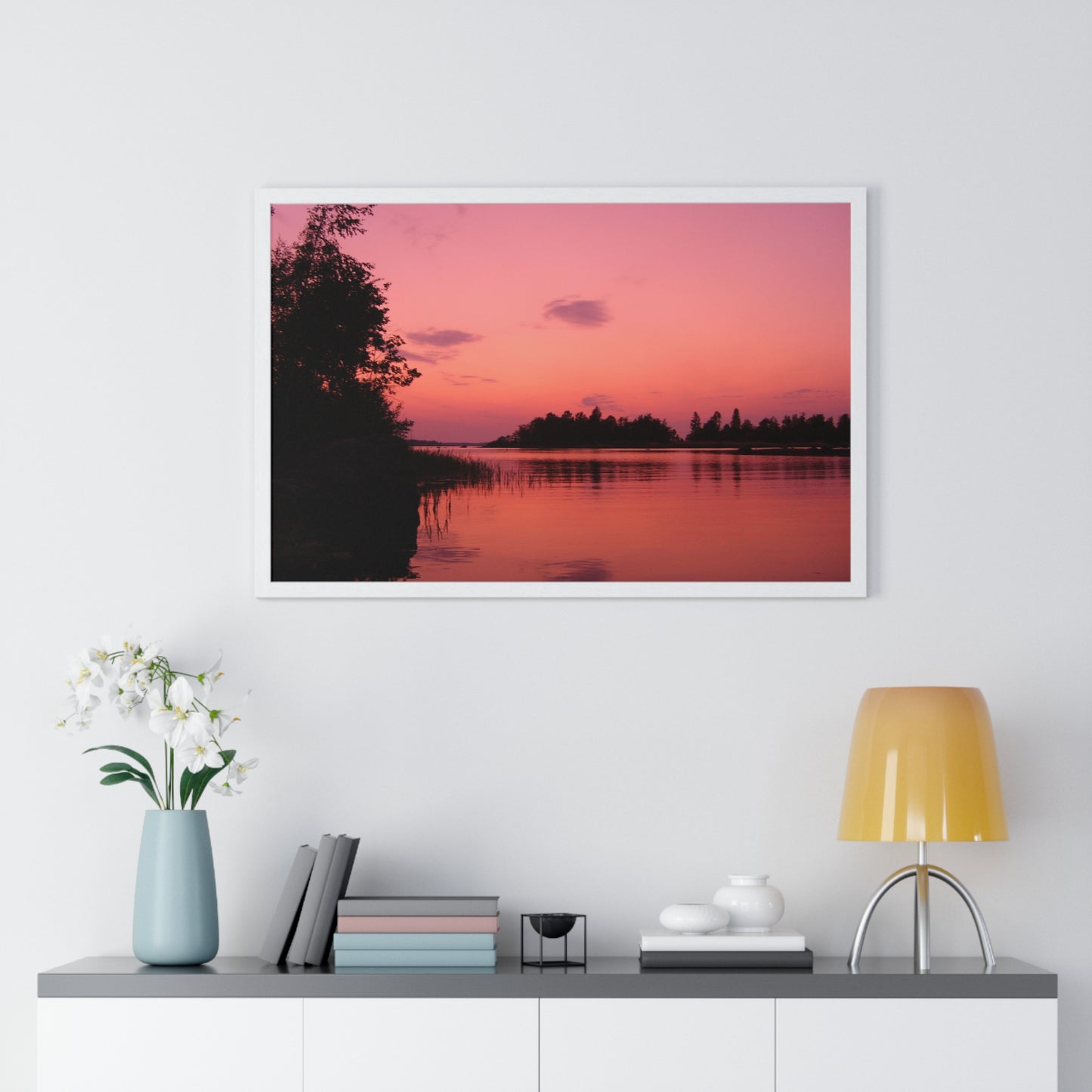 Framed Nature Photography Poster - Pink Sunset