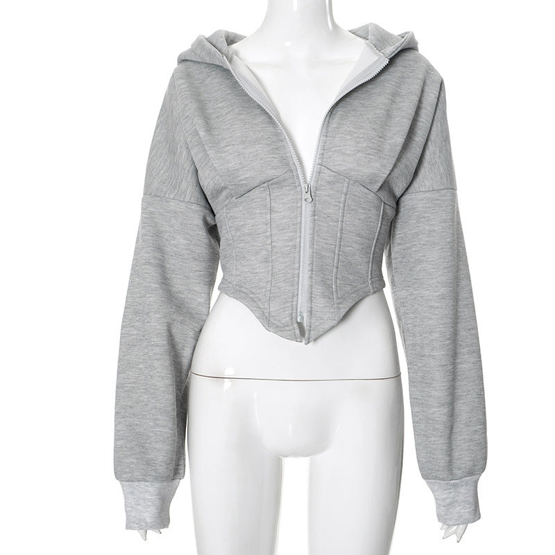 Cropped Zip-Up Hoodie – Trendikäs & Slim-Fit