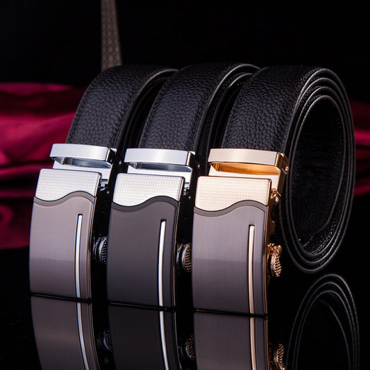 Timeless Elegance – Genuine Leather Belt with Automatic Buckle