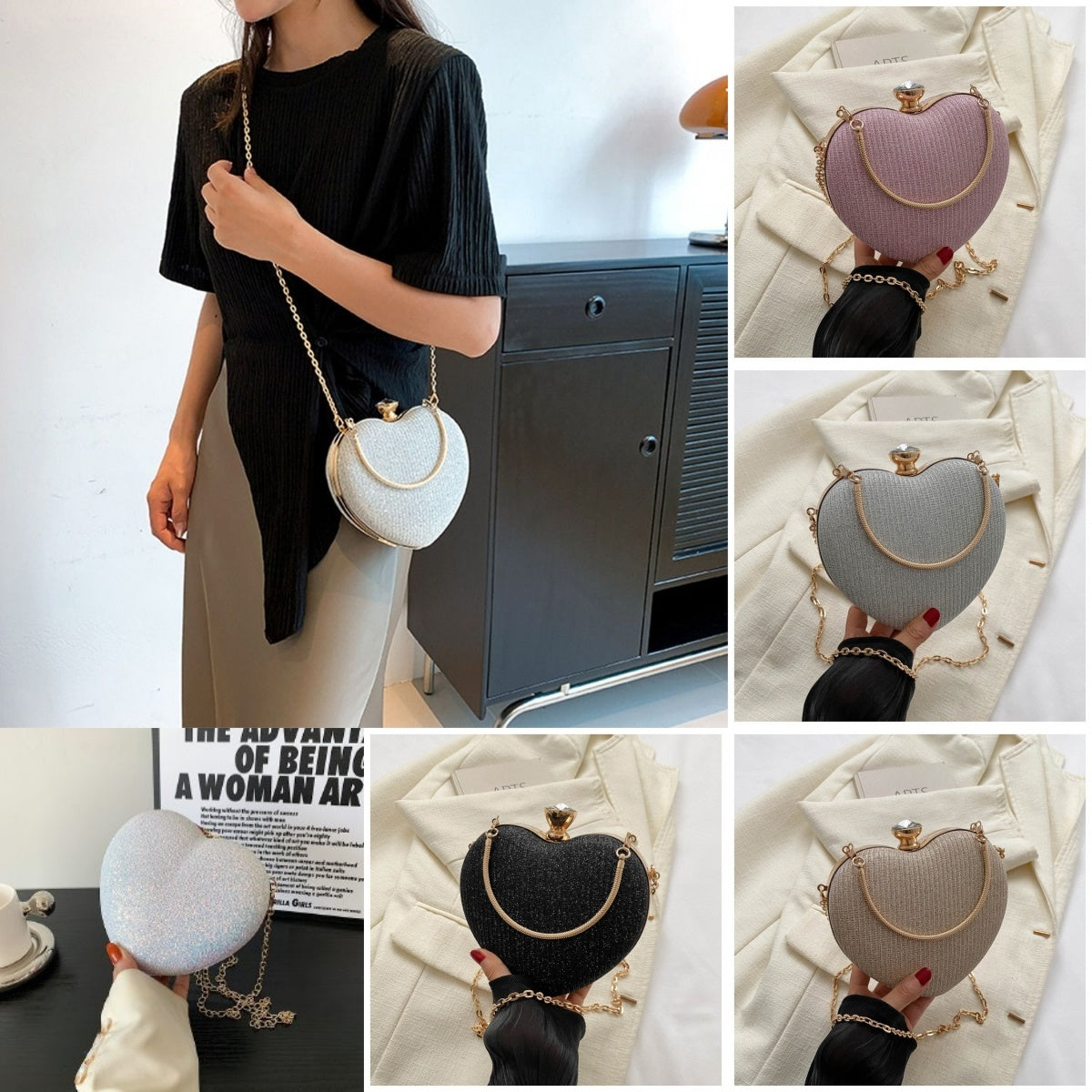 Heart-Shaped Evening Clutch – Glamorous & Elegant