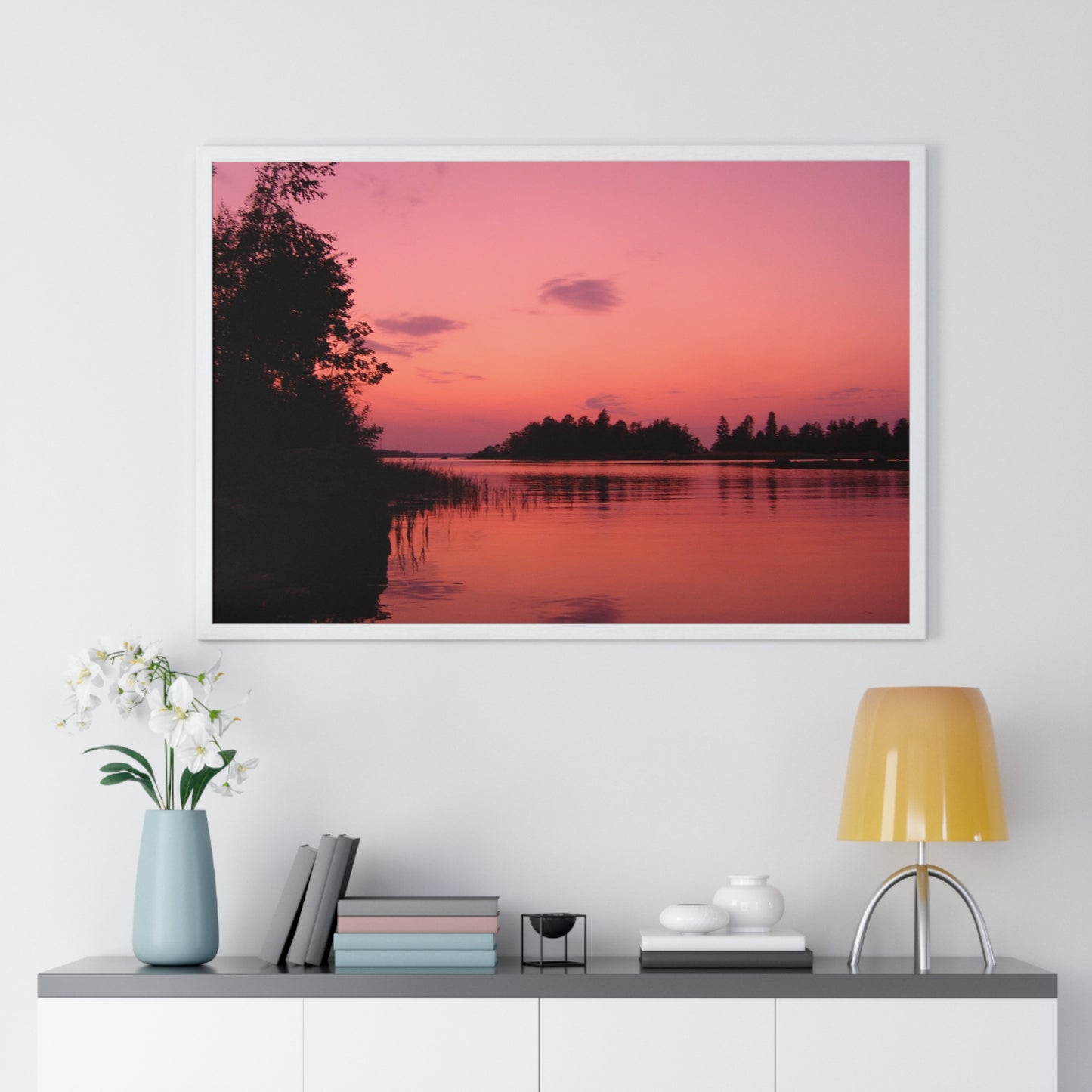 Framed Nature Photography Poster - Pink Sunset