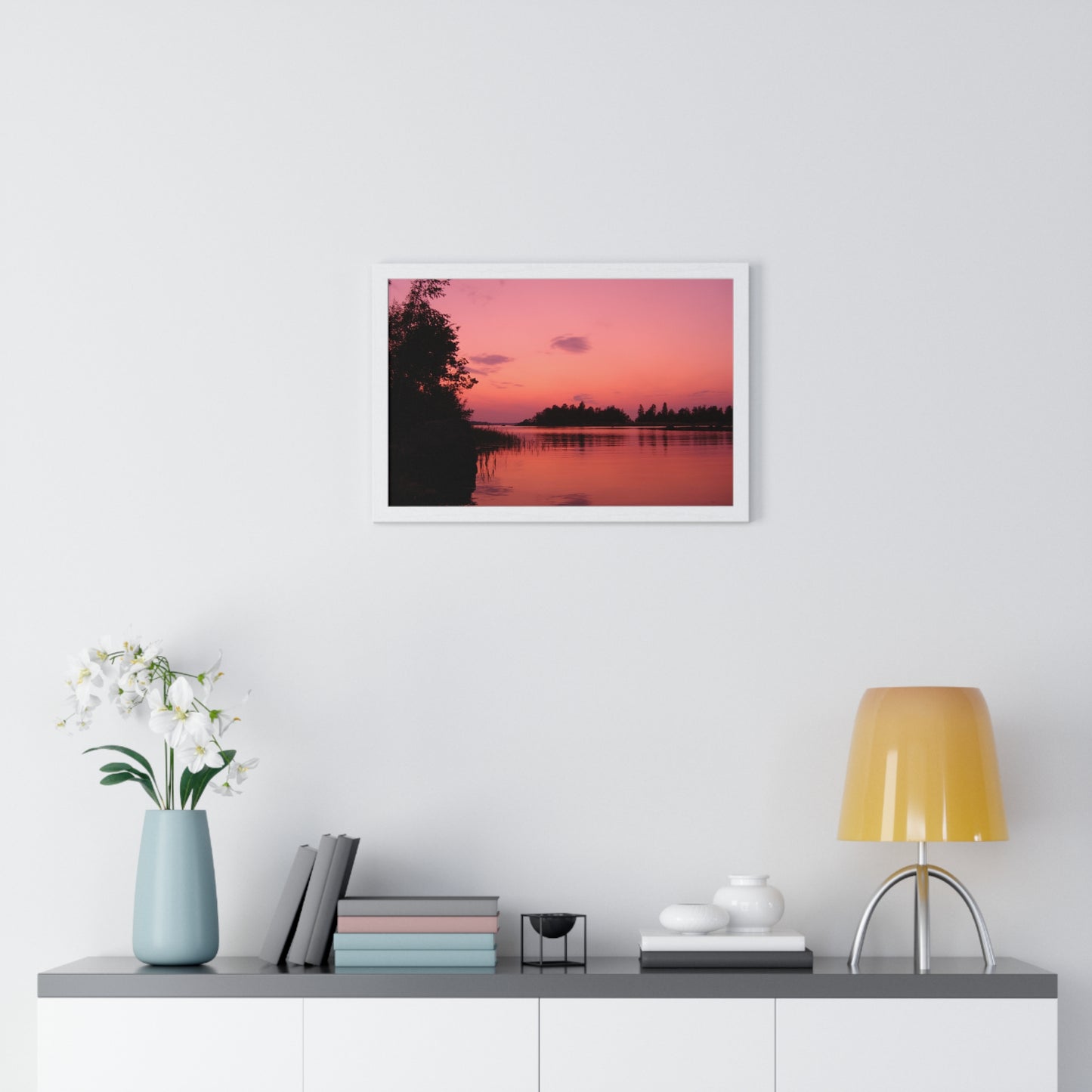 Framed Nature Photography Poster - Pink Sunset