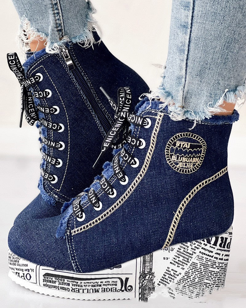 Bold Streetwear Wedge Sneakers – Unique & Eye-Catching