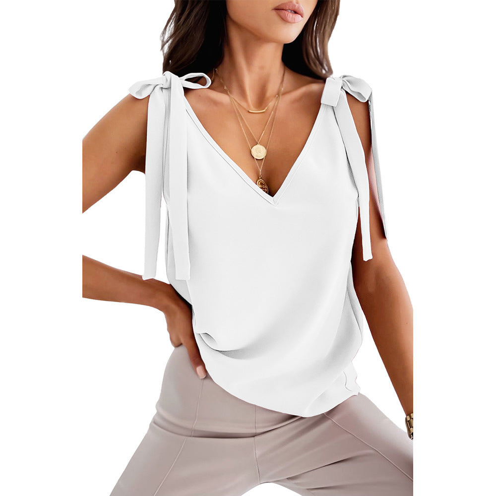 Elegant Satin Top with Bow-Tie Straps – Chic & Feminine!