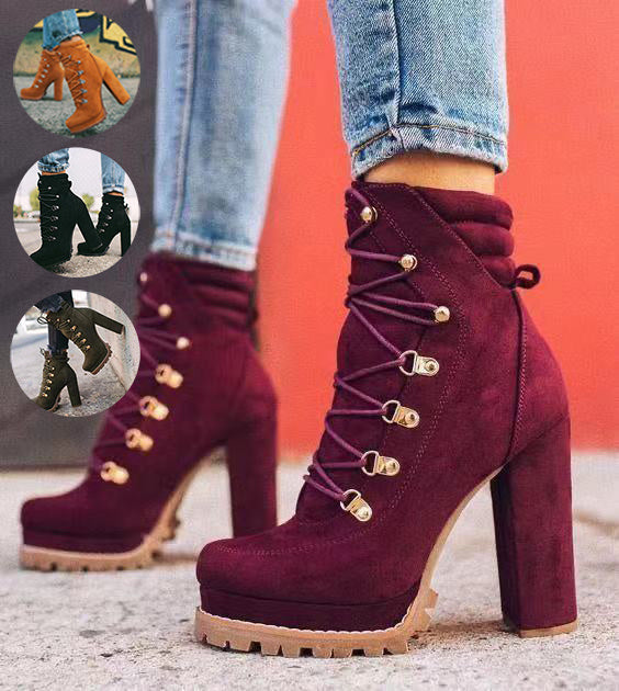 Lace-Up Chunky Heel Martin Boots – Bold & Stylish!