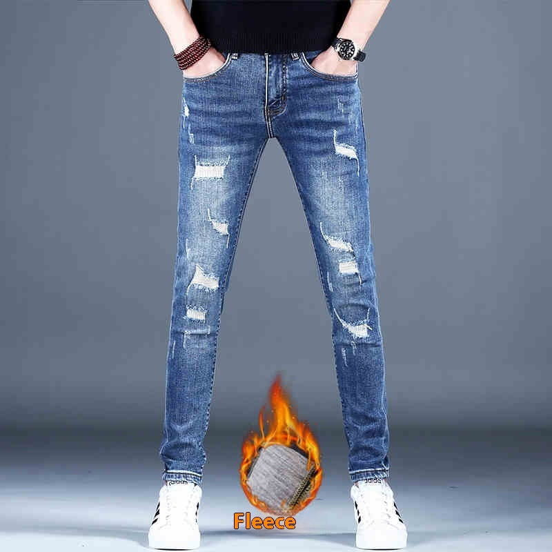 Men’s Distressed Slim-Fit Denim Jeans