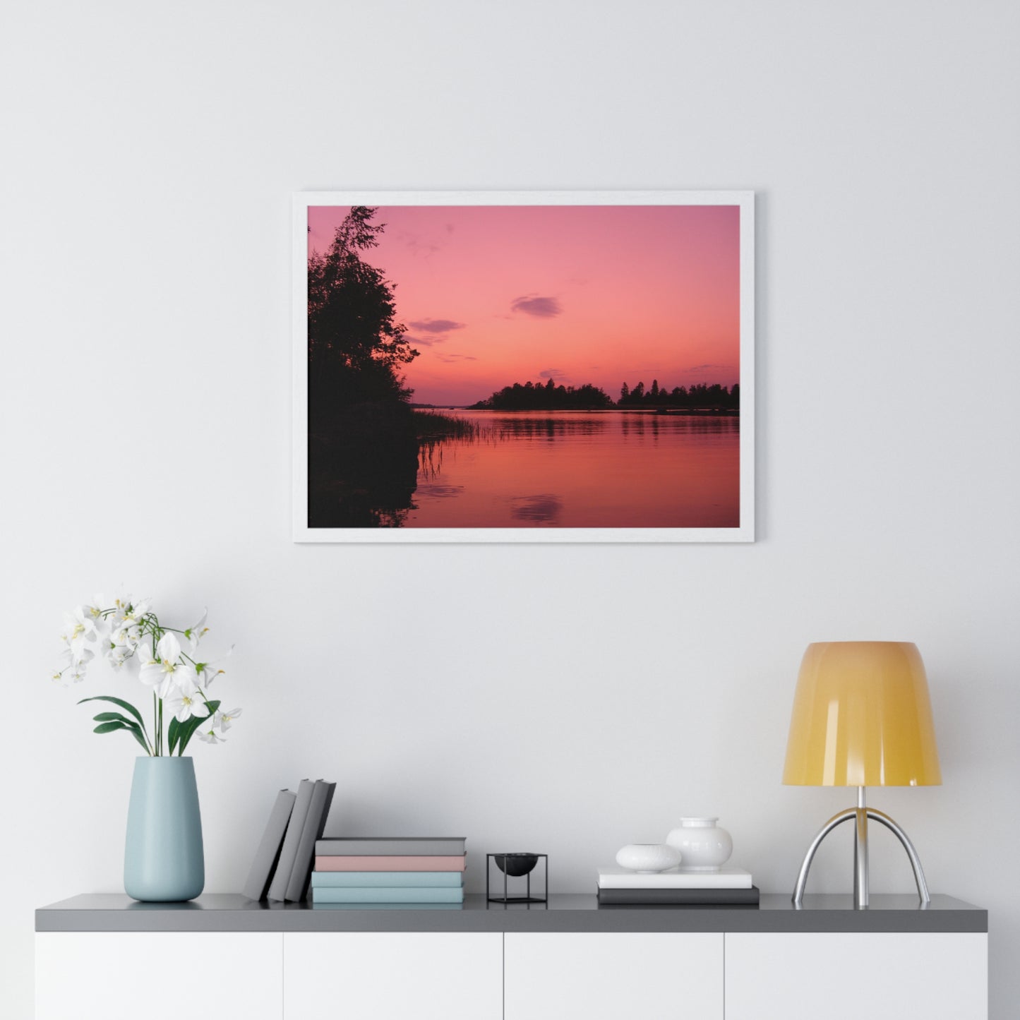 Framed Nature Photography Poster - Pink Sunset