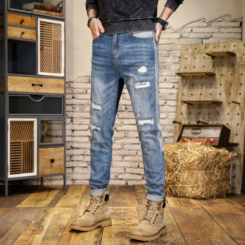 Men’s Distressed Mid-Waist Denim Jeans – Rugged & Stylish