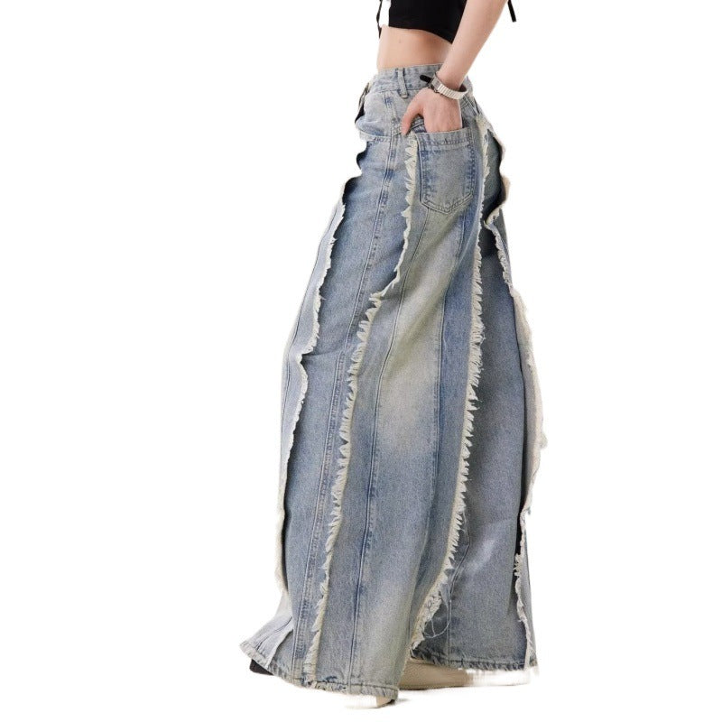 Bold Fringed Wide-Leg Jeans – The Next-Level Streetwear Statement!