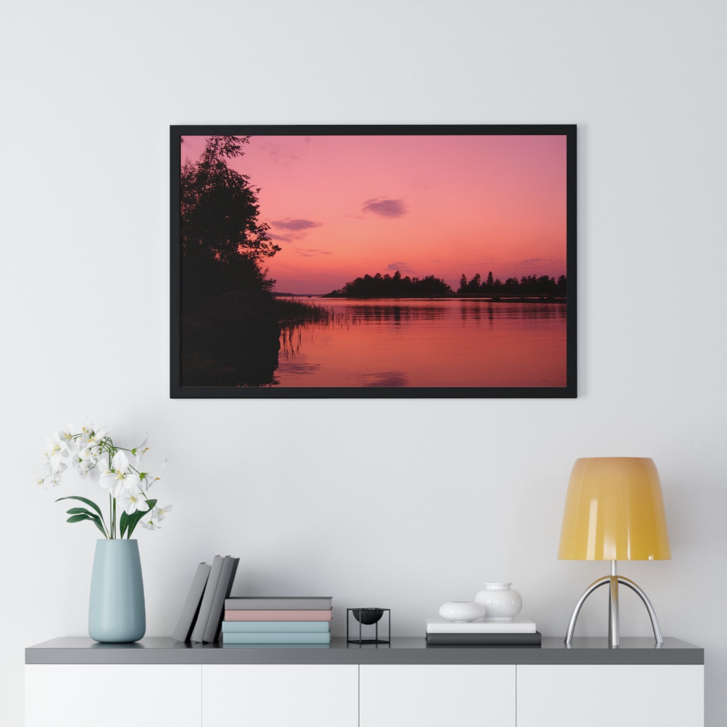 Framed Nature Photography Poster - Pink Sunset