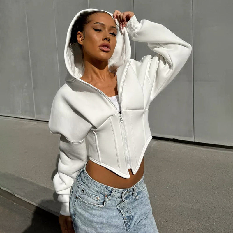 Cropped Zip-Up Hoodie – Trendy & Slim-Fit