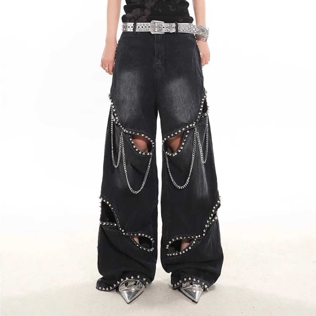 Bold Studded & Chain Jeans – The Ultimate Statement Piece!