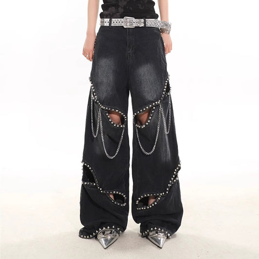 Bold Studded & Chain Jeans – The Ultimate Statement Piece!