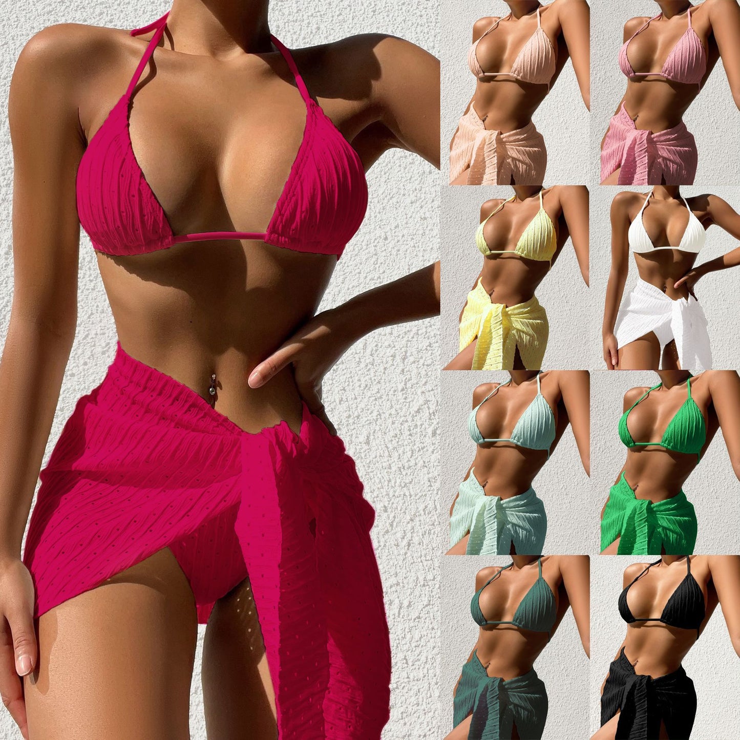 3-Piece Bikini Set – Chic & Versatile Beach Look!