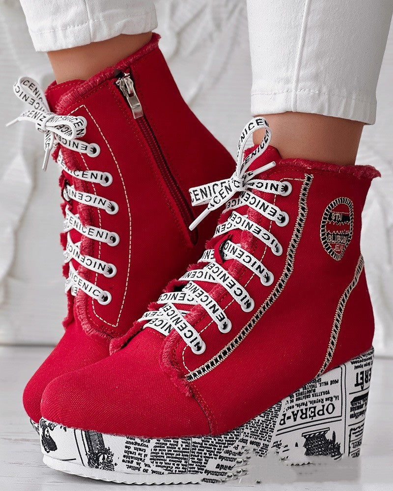 Bold Streetwear Wedge Sneakers – Unique & Eye-Catching