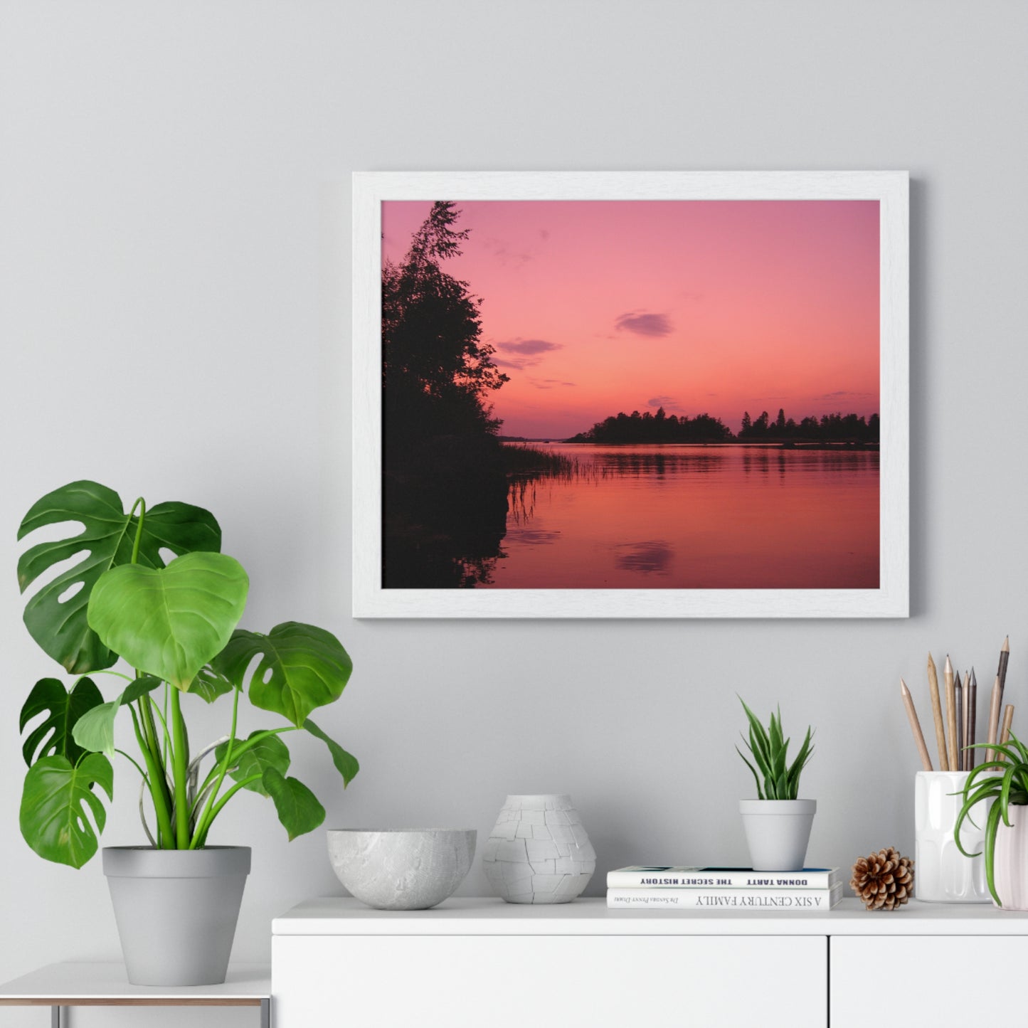 Framed Nature Photography Poster - Pink Sunset