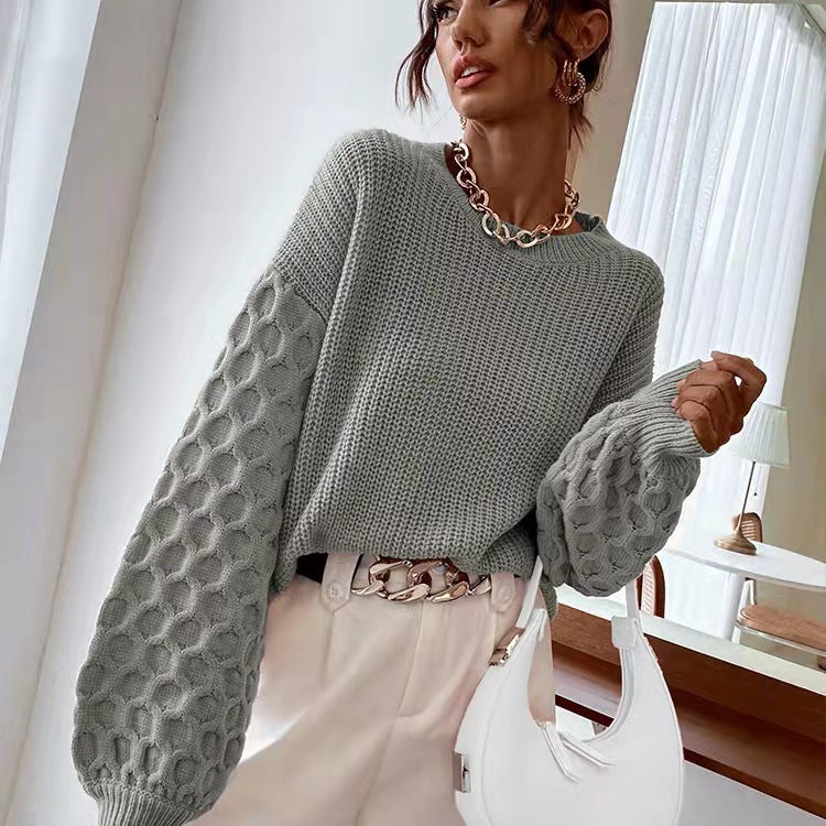 Cozy Lantern Sleeve Knit Sweater