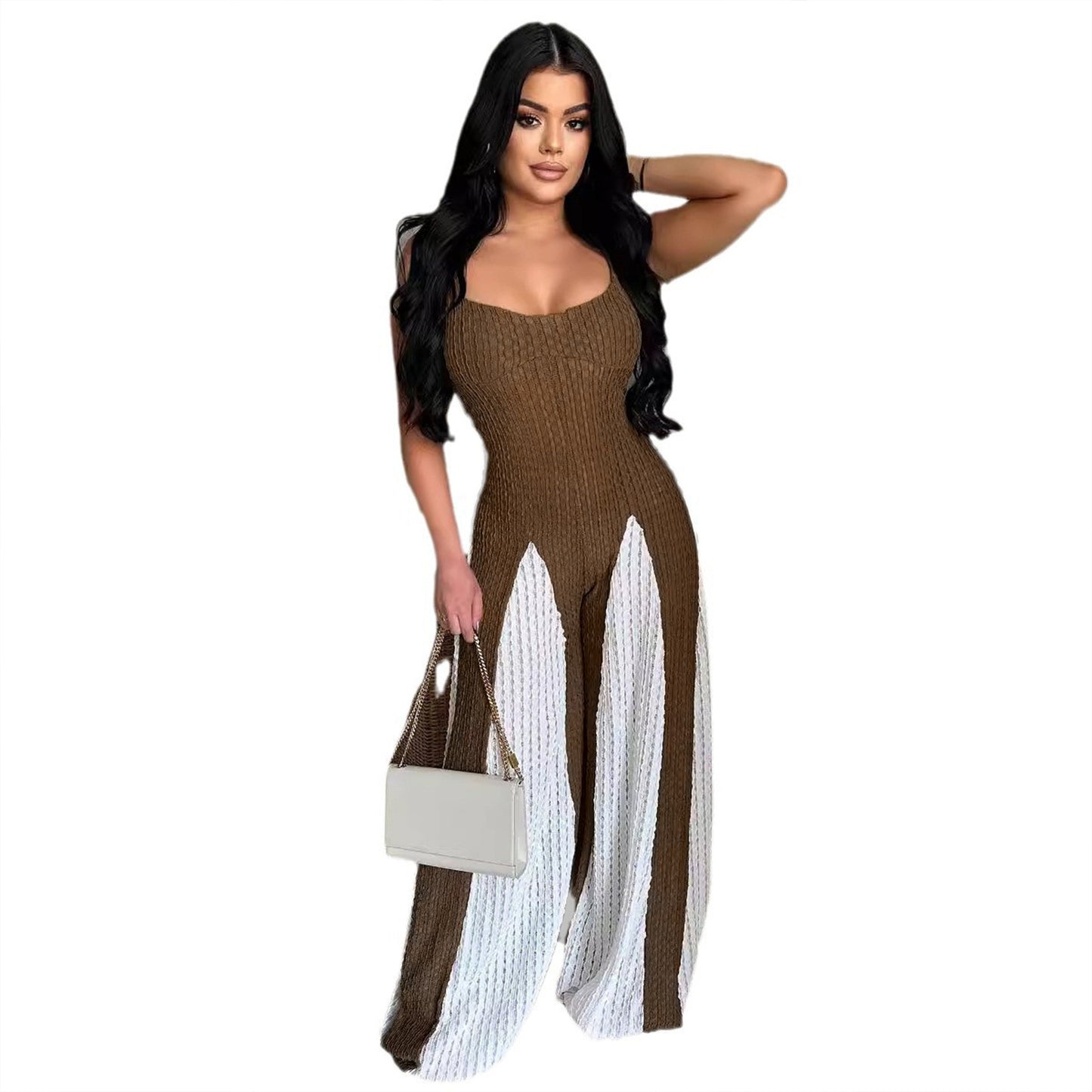 Elegant Two-Tone Pleated Jumpsuit