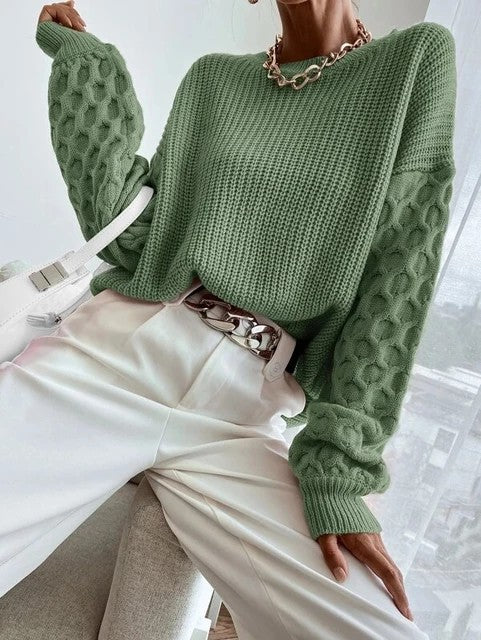 Cozy Lantern Sleeve Knit Sweater