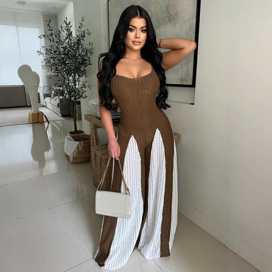 Elegant Two-Tone Pleated Jumpsuit