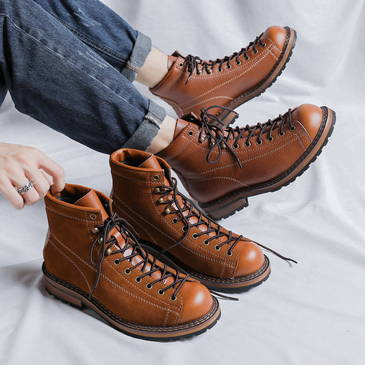 Men's High-Top Leather Boots – Classic British Style