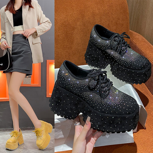 Women's Fashion Starry Rhinestone Platform Low-top Shoes