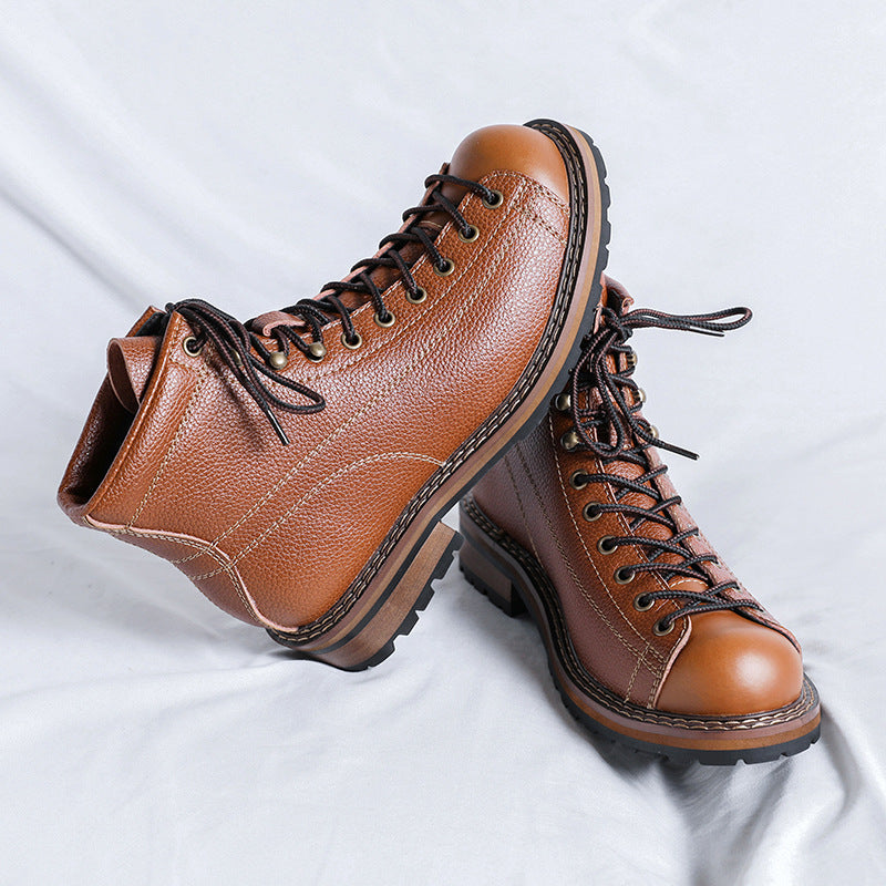 Men's High-Top Leather Boots – Classic British Style