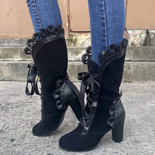 Gothic Elegance Mid-Calf Boots