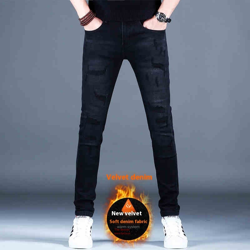 Men’s Distressed Slim-Fit Denim Jeans