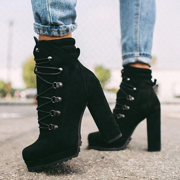 Lace-Up Chunky Heel Martin Boots – Bold & Stylish!