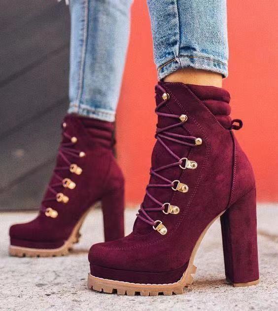 Lace-Up Chunky Heel Martin Boots – Bold & Stylish!