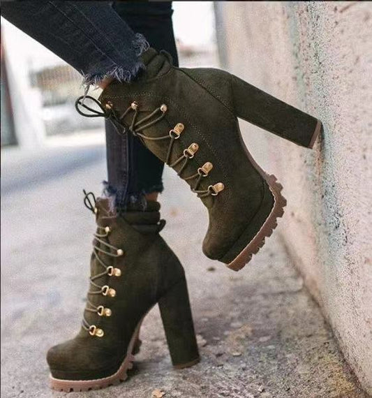 Lace-Up Chunky Heel Martin Boots – Bold & Stylish!