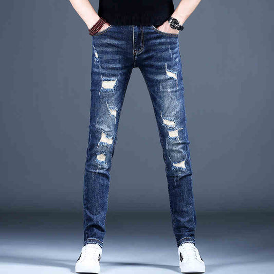 Men’s Distressed Slim-Fit Denim Jeans