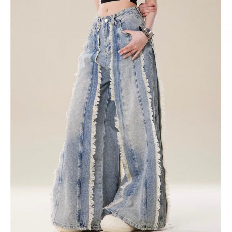 Bold Fringed Wide-Leg Jeans – The Next-Level Streetwear Statement!