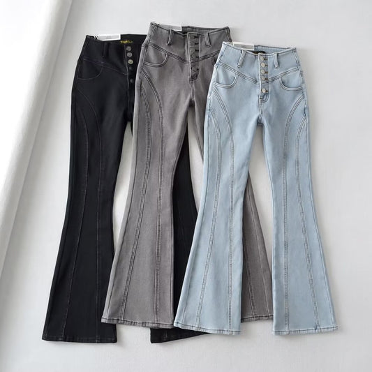 Vintage-Inspired Seam Detail Bootcut Jeans – A Sleek, Flattering Fit!